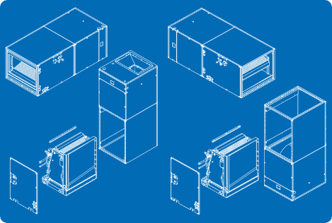 DX Air Handler 4 upflow downflow blue DX Air Handler