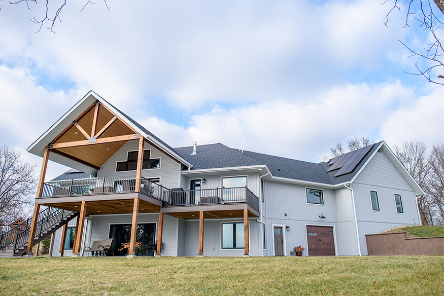 Scott and Karen's Efficient House 11 greenville lake house exterior back 1 Scott and Karen's Efficient House